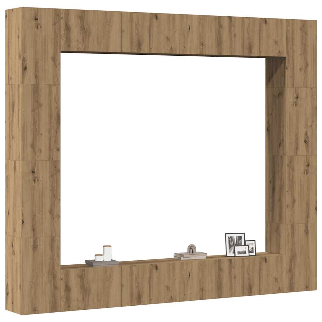Set Mobile TV 8 pz Montato a Parete Rovere in Legno Multistrato | homemem39