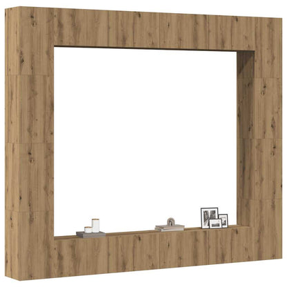 Set Mobile TV 8 pz Montato a Parete Rovere in Legno Multistrato | homemem39