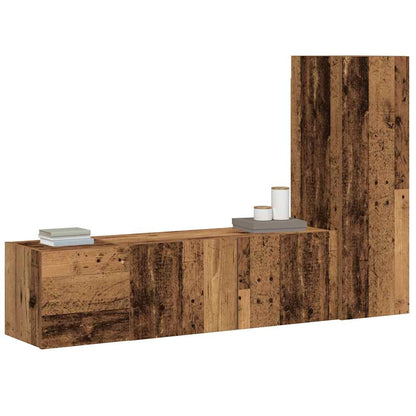 Mobili TV a Parete 3 pz Legno Antico in Legno Multistrato - homemem39