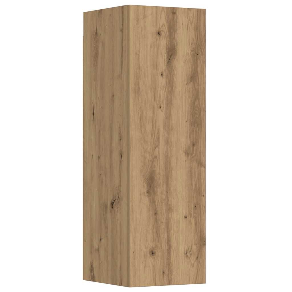 Mobili TV a Parete 3 pz Rovere Artigianale in Legno Multistrato