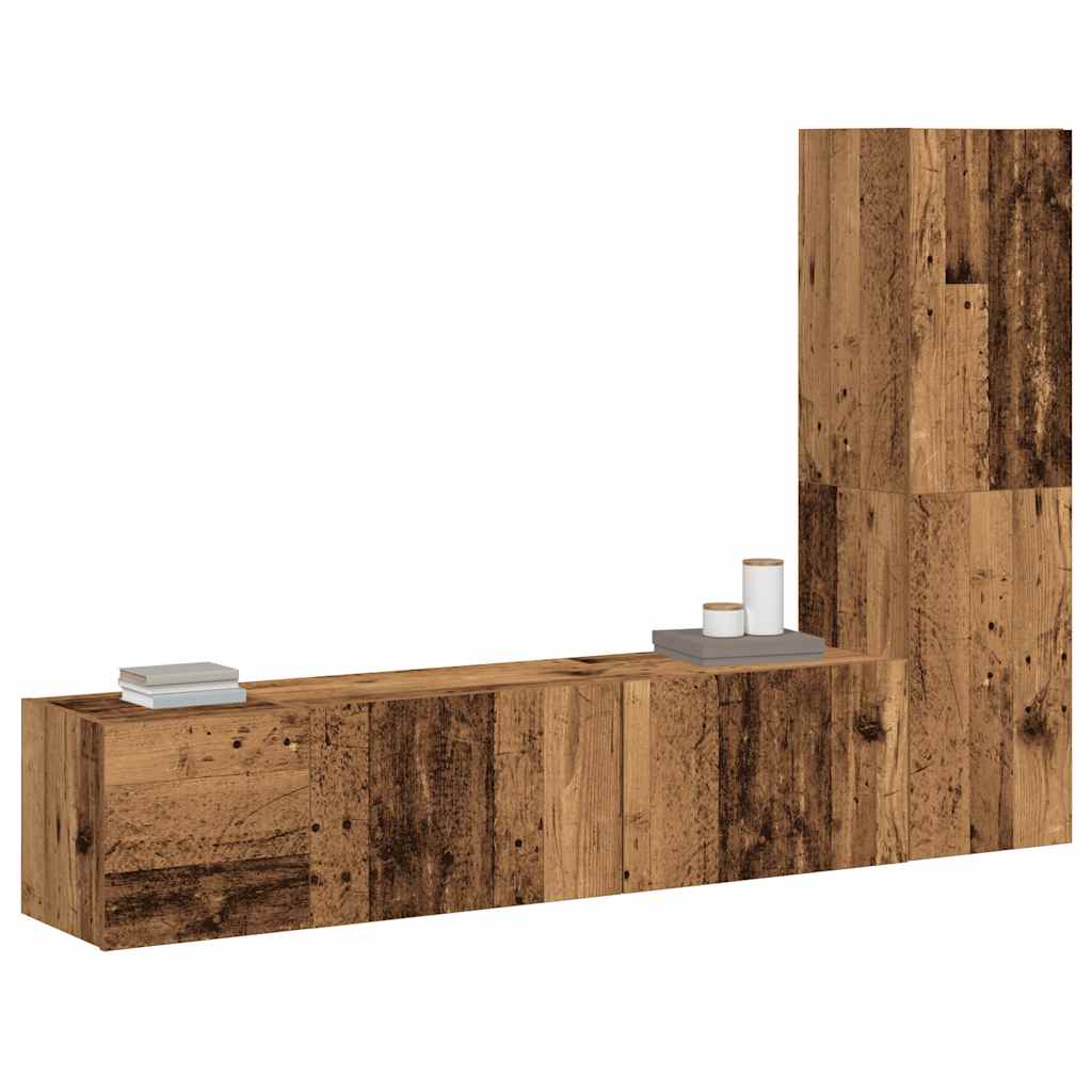 Mobili TV a Parete 3 pz Legno Antico in Legno Multistrato | homemem39