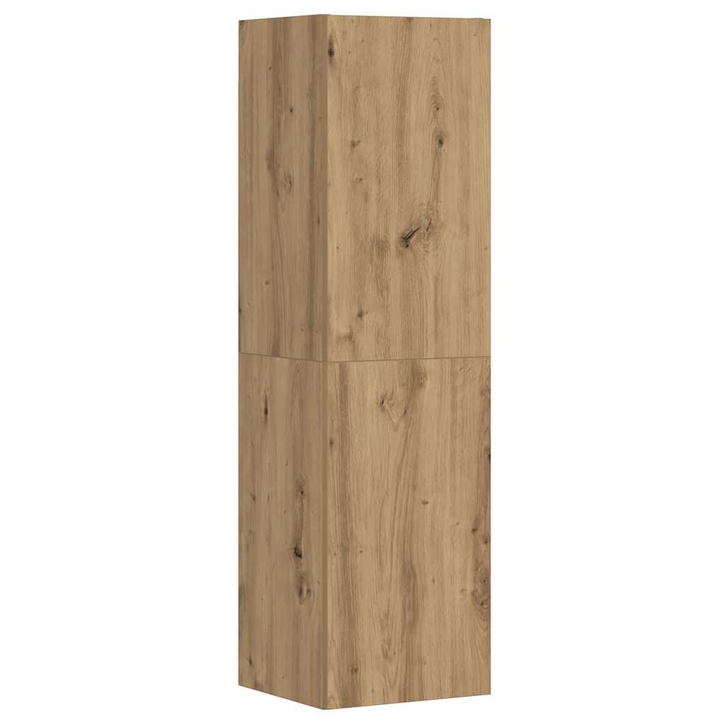 Mobili TV a Parete 3 pz Rovere Artigianale in Legno Multistrato