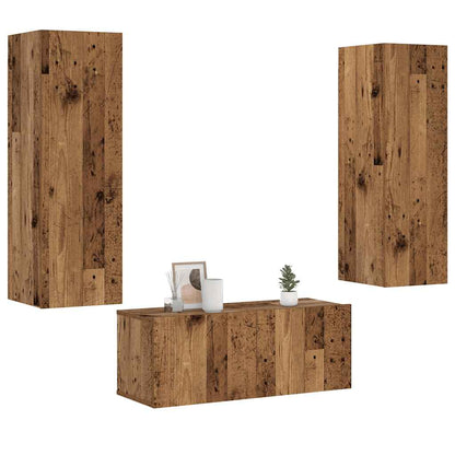 Mobili TV a Parete 3 pz Legno Antico in Legno Multistrato | homemem39