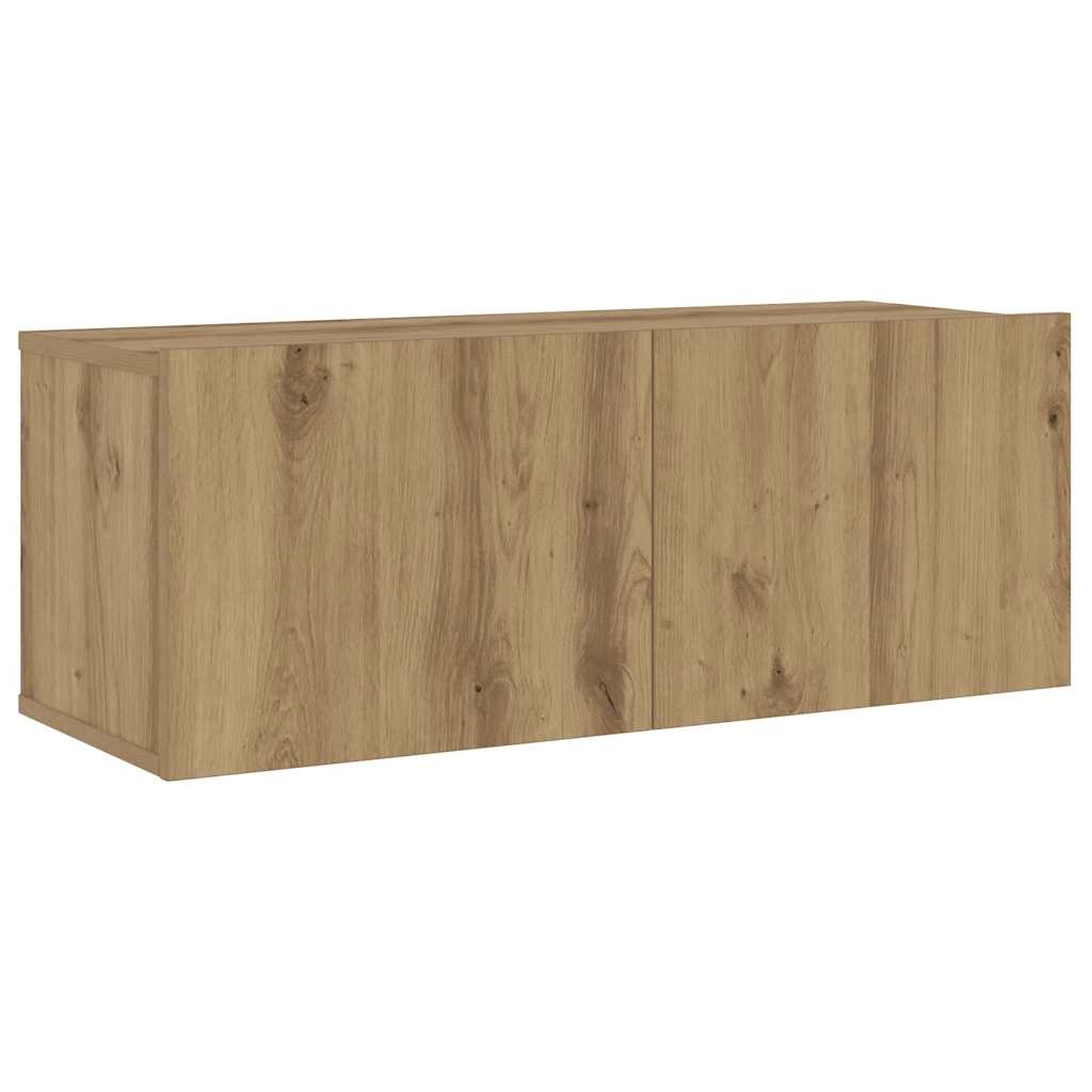 Mobili TV a Parete 3 pz Rovere Artigianale in Legno Multistrato | homemem39