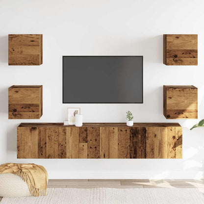 Mobili TV a Parete 6 pz Legno Vecchio Legno Multistrato | homemem39