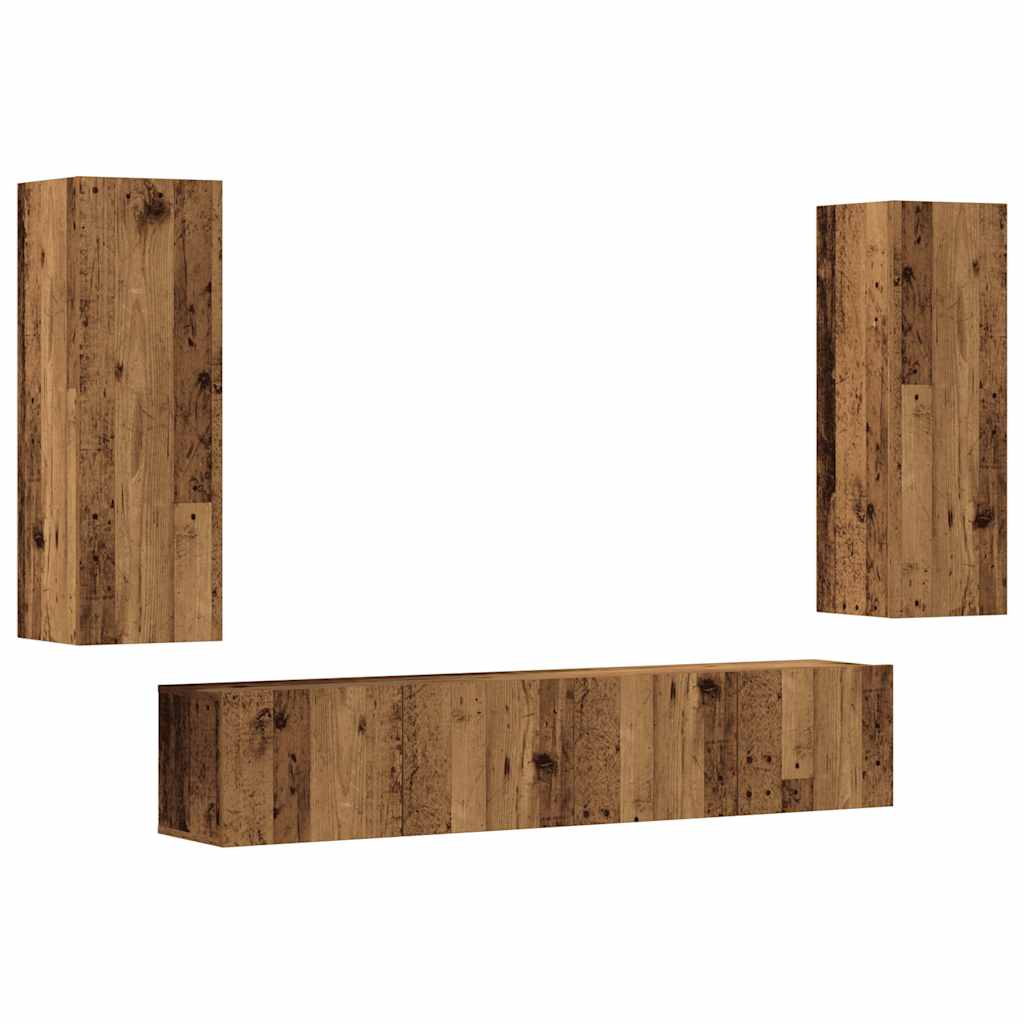 Mobili TV a Parete 4 pz Legno Antico in Legno Multistrato | homemem39
