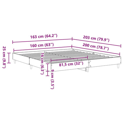 Giroletto senza Materasso Rovere Fumo 160x200 cm in Truciolato