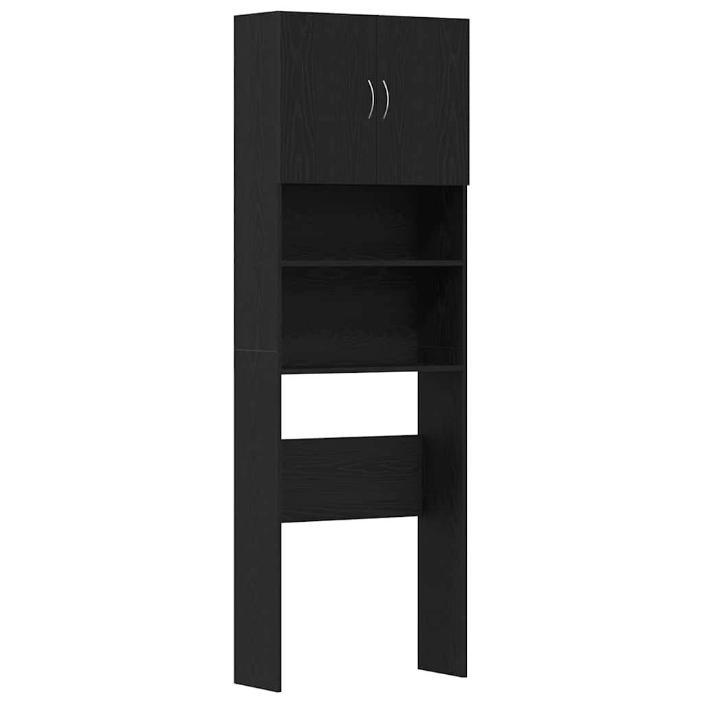 Mobile Lavatrice Rovere Nero 64x24x190 cm in Legno Multistrato | homemem39