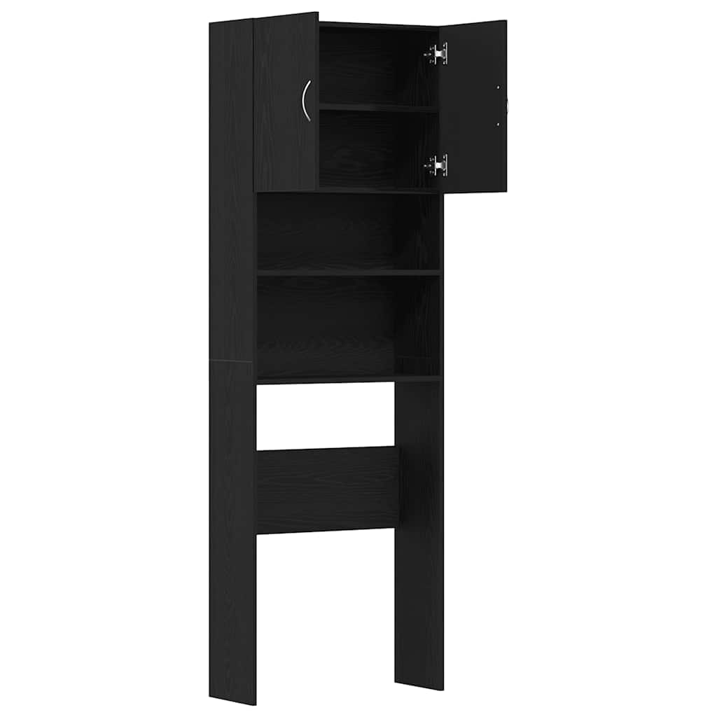 Mobile Lavatrice Rovere Nero 64x24x190 cm in Legno Multistrato | homemem39