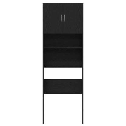 Mobile Lavatrice Rovere Nero 64x24x190 cm in Legno Multistrato | homemem39