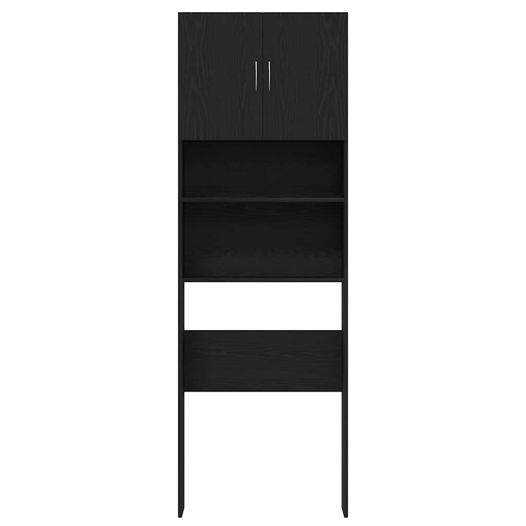 Mobile Lavatrice Rovere Nero 64x24x190 cm in Legno Multistrato