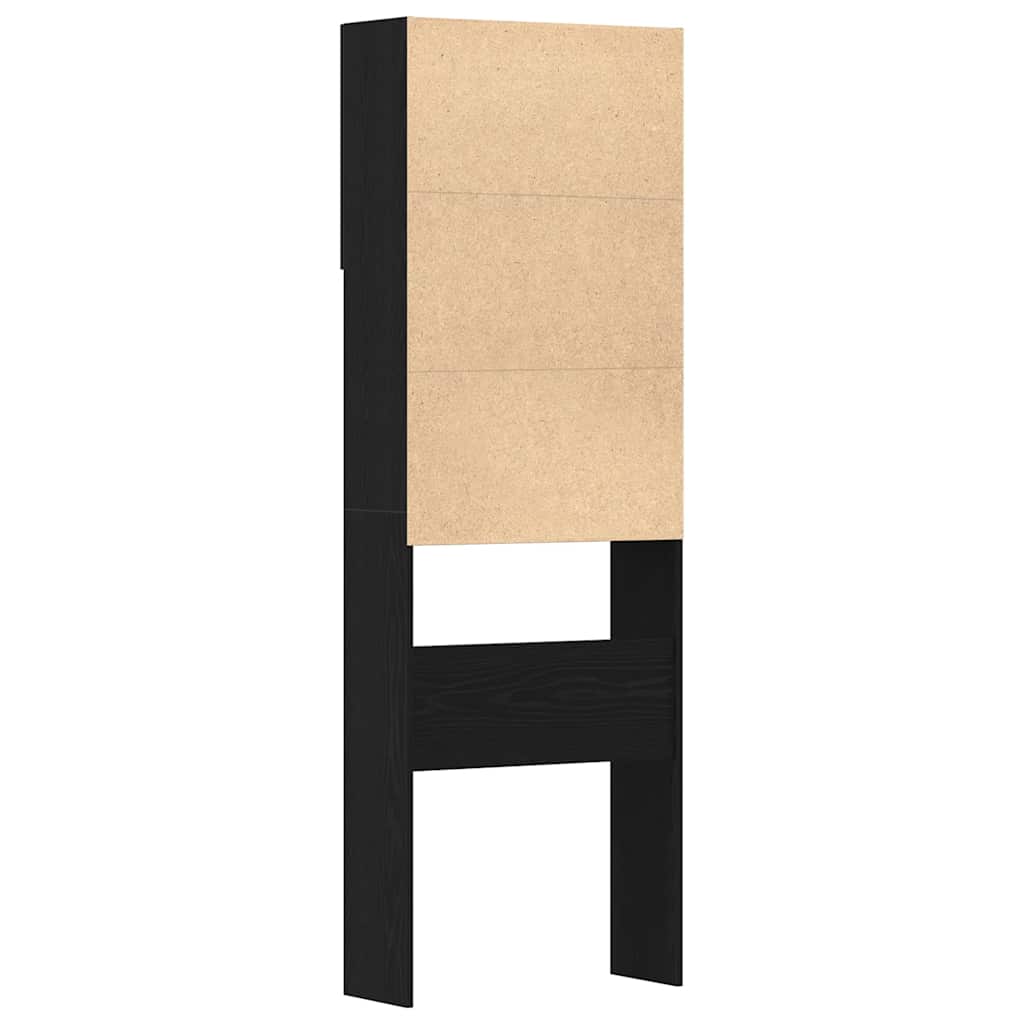 Mobile Lavatrice Rovere Nero 64x24x190 cm in Legno Multistrato | homemem39