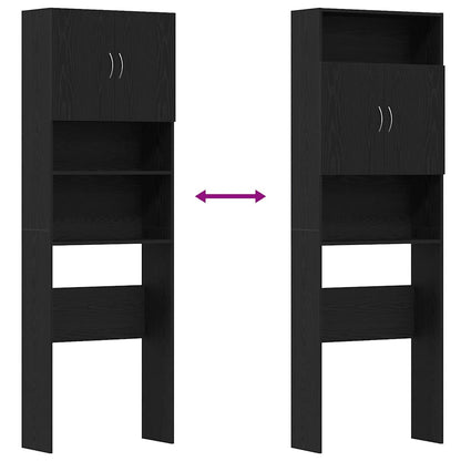 Mobile Lavatrice Rovere Nero 64x24x190 cm in Legno Multistrato | homemem39