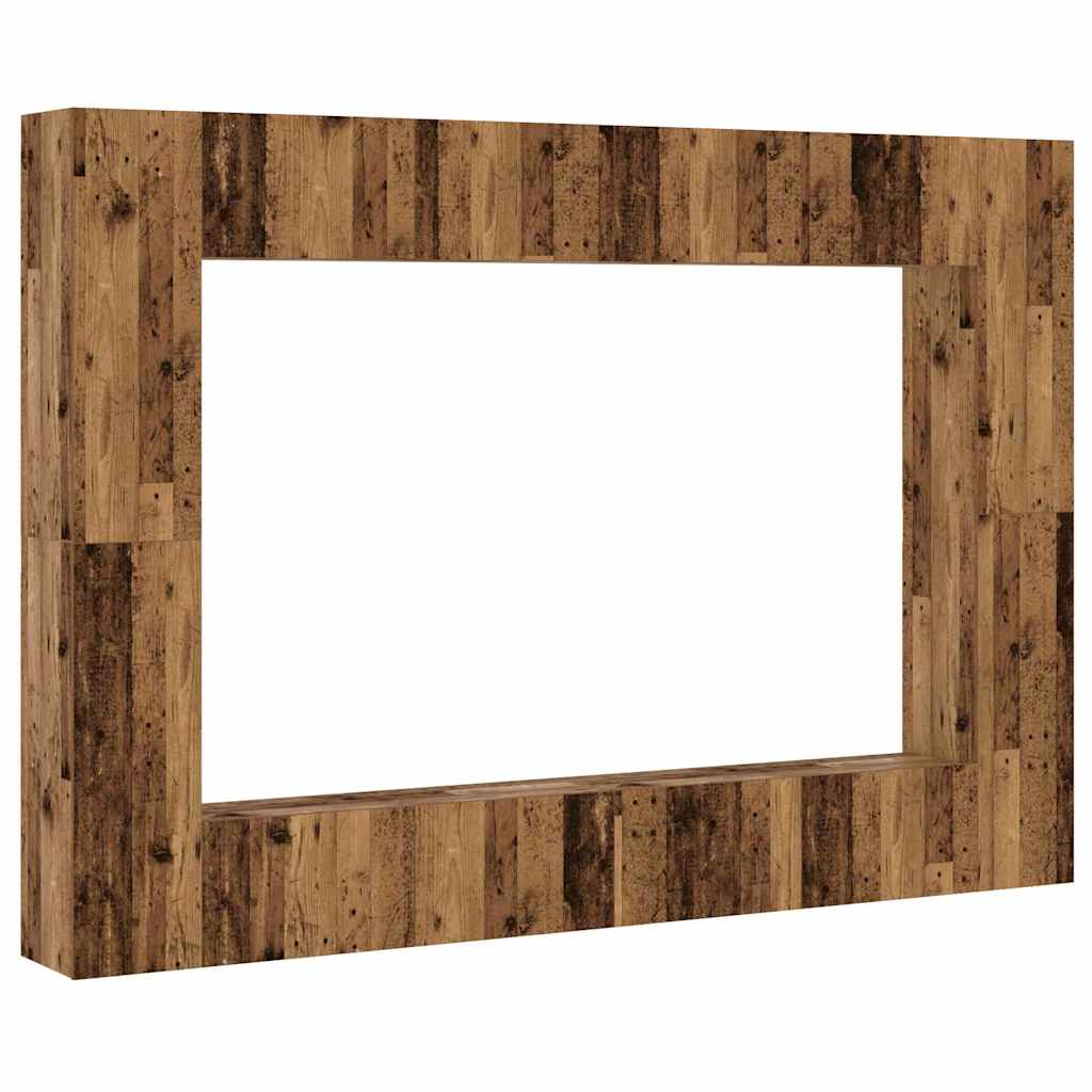 Set Mobile TV 8 pz Montato a Parete Legno Antico in Truciolato | homemem39