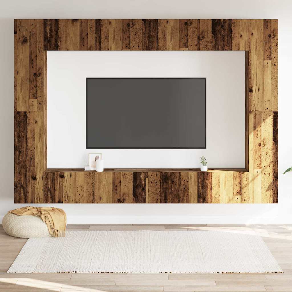 Set Mobile TV 8 pz Montato a Parete Legno Antico in Truciolato | homemem39