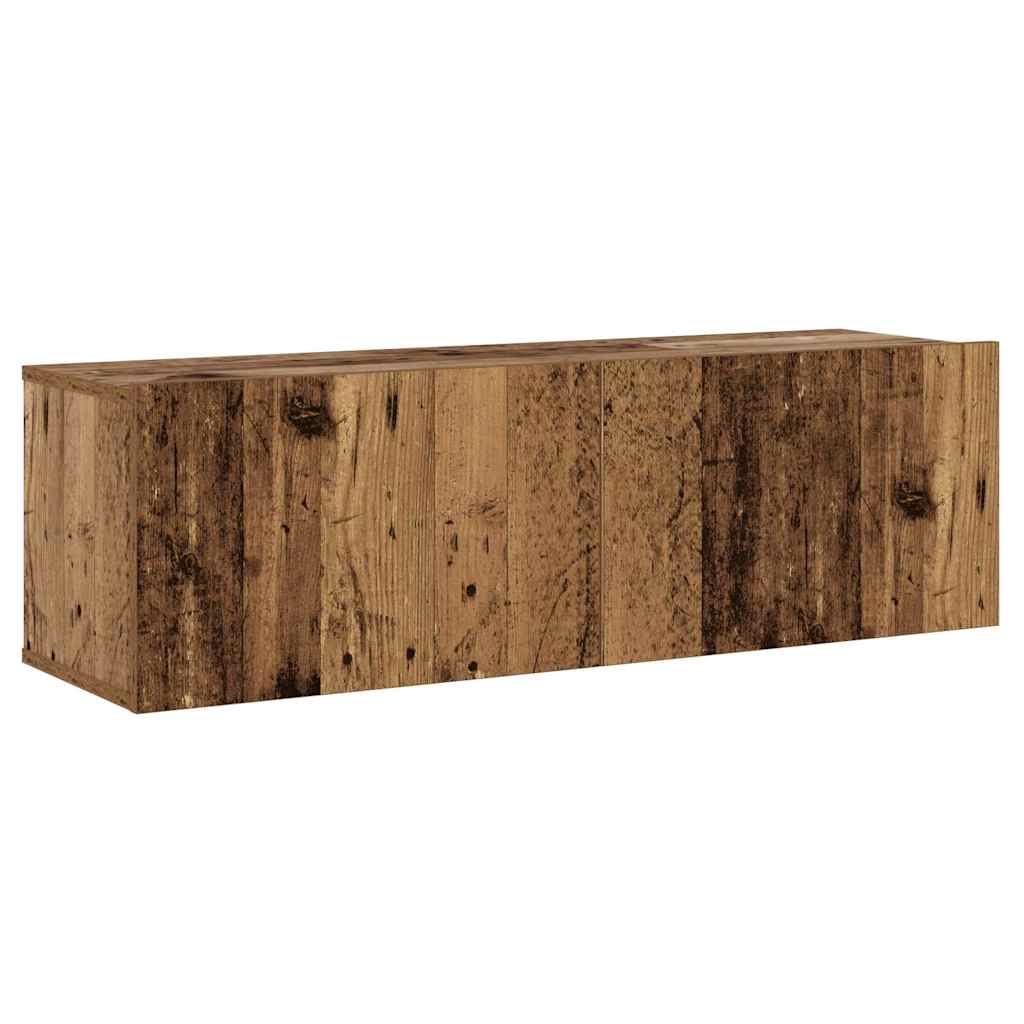 Set Mobile TV 8 pz Montato a Parete Legno Antico in Truciolato | homemem39