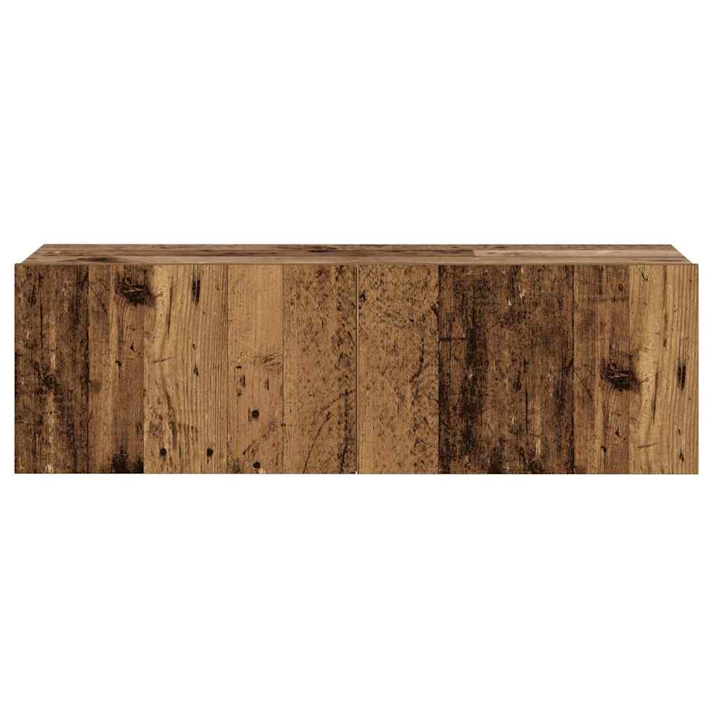 Set Mobile TV 8 pz Montato a Parete Legno Antico in Truciolato | homemem39