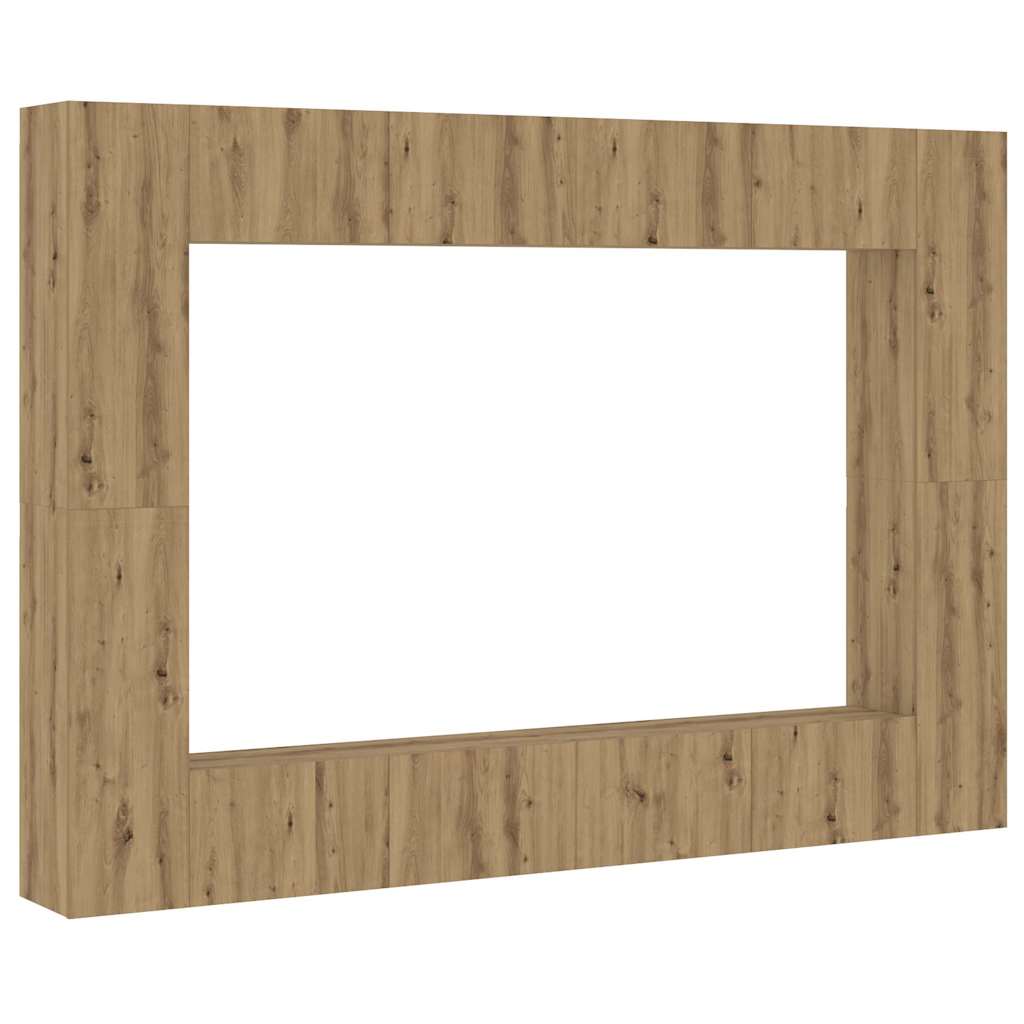 Set Mobile TV 8 pz Montato a Parete Rovere in Legno Multistrato | homemem39