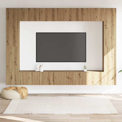 Set Mobile TV 8 pz Montato a Parete Rovere in Legno Multistrato | homemem39
