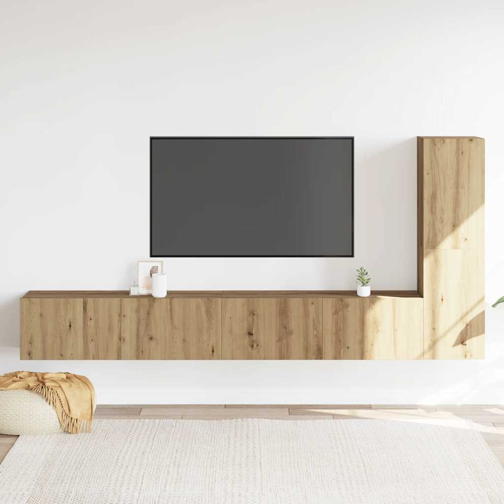 Mobili TV a Parete 3 pz Rovere Artigianale in Legno Multistrato | homemem39