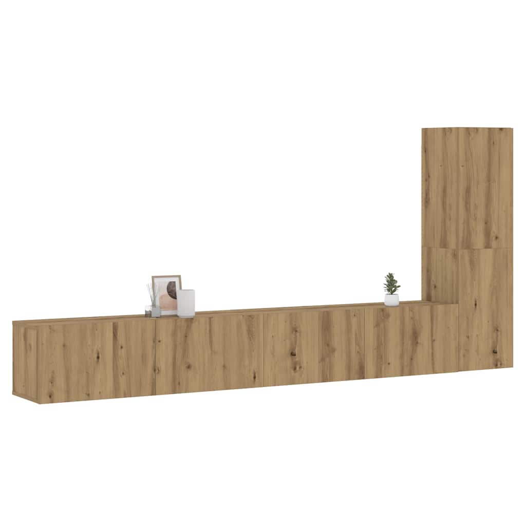 Mobili TV a Parete 3 pz Rovere Artigianale in Legno Multistrato | homemem39
