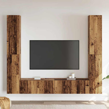 Mobili TV a Parete 6 pz Legno Vecchio Legno Multistrato | homemem39