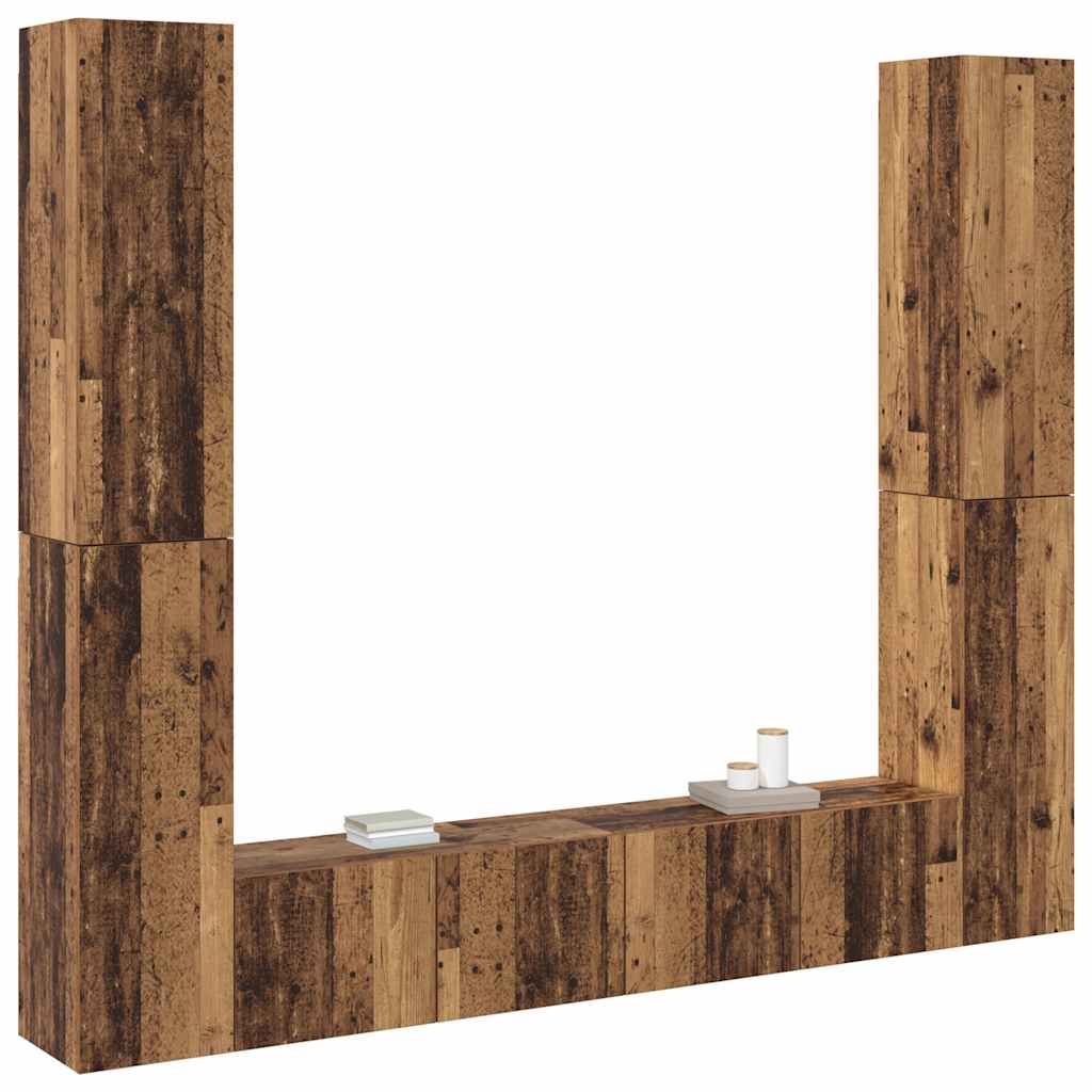 Mobili TV a Parete 6 pz Legno Vecchio Legno Multistrato