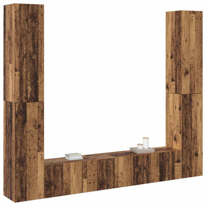 Mobili TV a Parete 6 pz Legno Vecchio Legno Multistrato