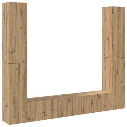 Mobili TV a Parete 6 pz Rovere Artigianale Legno Multistrato