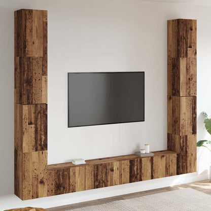 Mobili TV a Parete 6 pz Legno Vecchio Legno Multistrato - homemem39