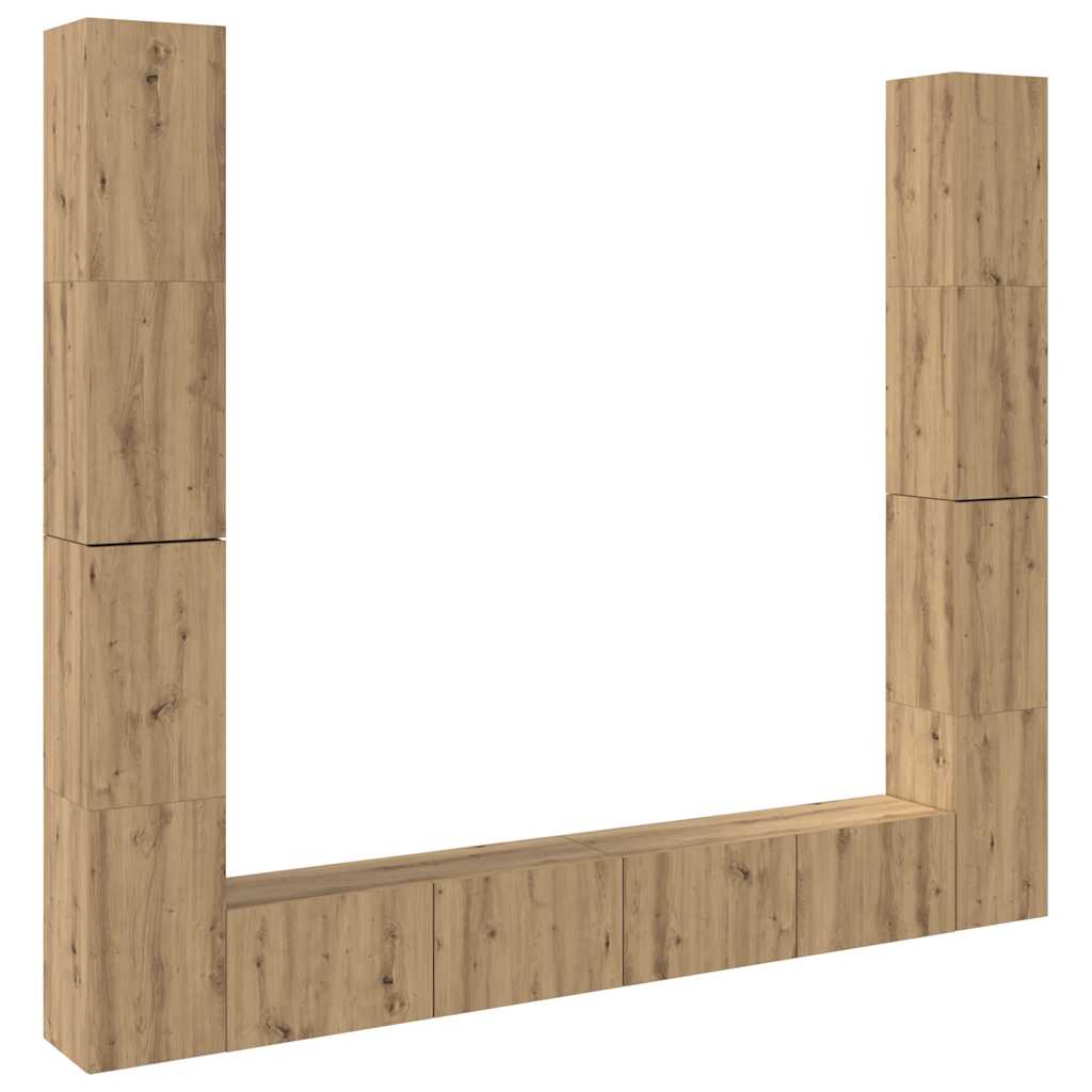 Mobili TV a Parete 6 pz Rovere Artigianale Legno Multistrato
