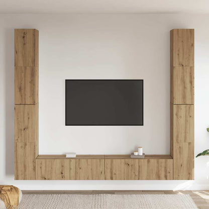 Mobili TV a Parete 6 pz Rovere Artigianale Legno Multistrato