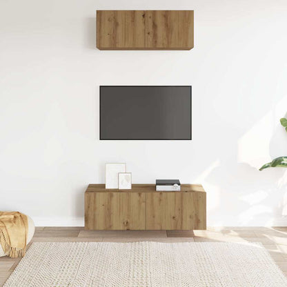 Set Mobile TV 2 pz Montato a Parete Rovere in Legno Multistrato - homemem39