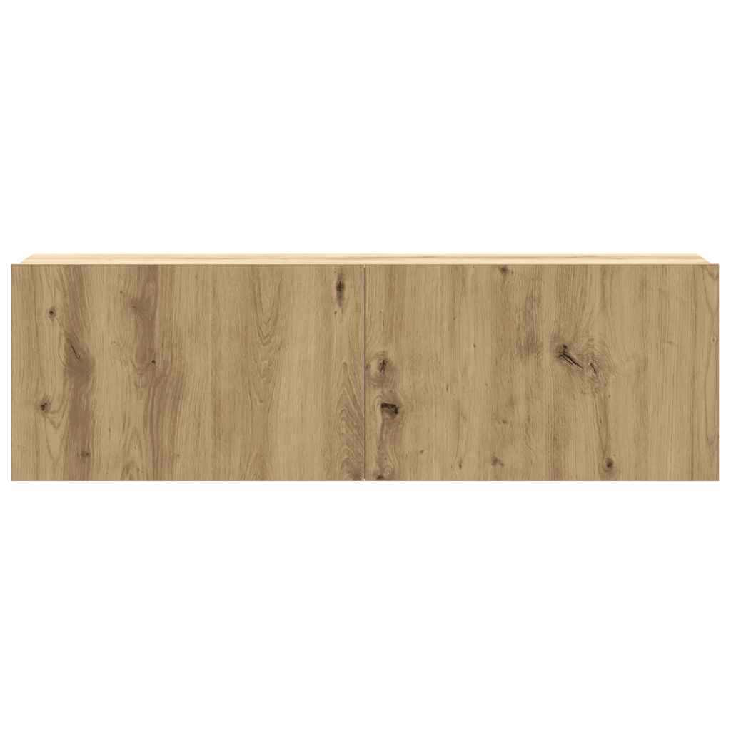 Set Mobile TV 2 pz Montato a Parete Rovere in Legno Multistrato - homemem39