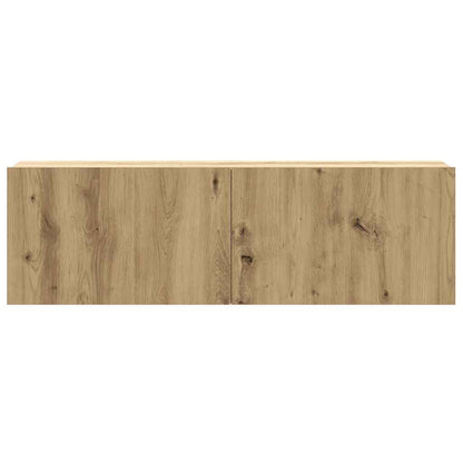 Set Mobile TV 2 pz Montato a Parete Rovere in Legno Multistrato - homemem39