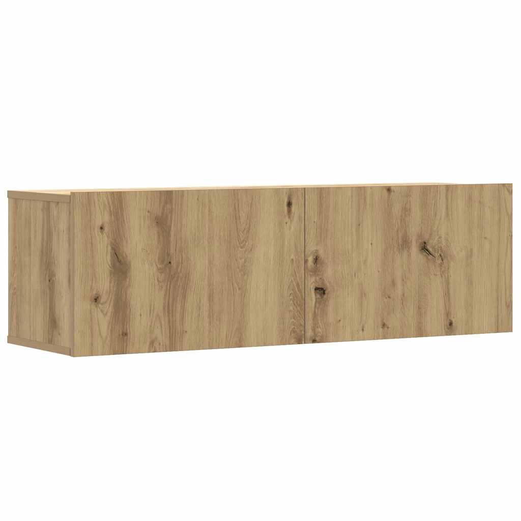 Set Mobile TV 8 pz Montato a Parete Rovere in Legno Multistrato
