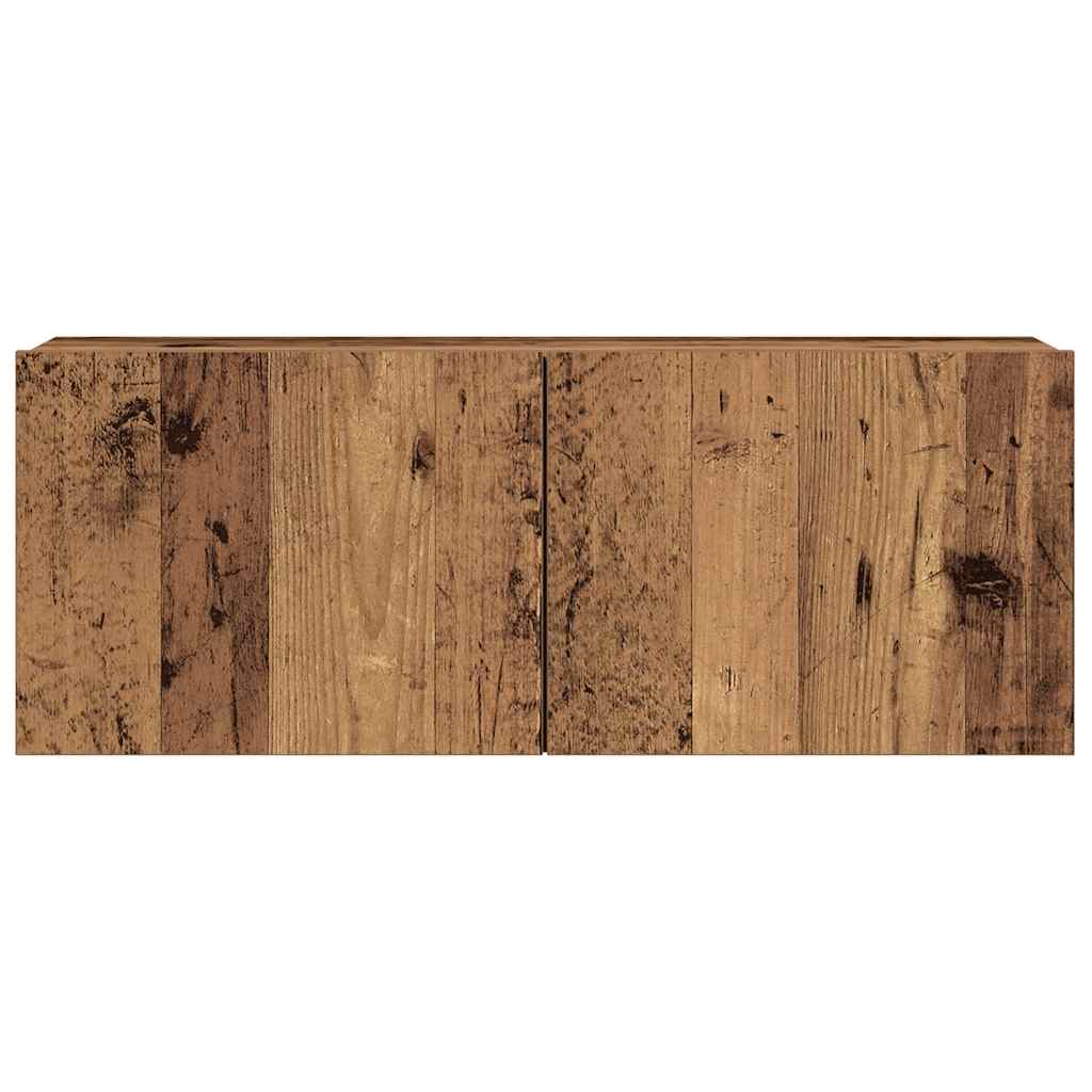 Set Mobile TV 7 pz Montato a Parete Legno Antico in Truciolato | homemem39