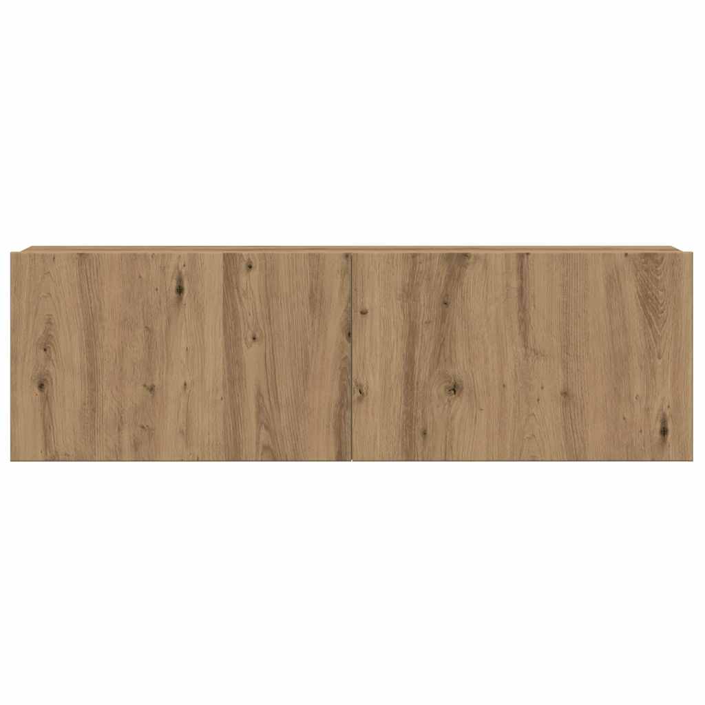 Set Mobile TV 8 pz Montato a Parete Rovere in Legno Multistrato | homemem39