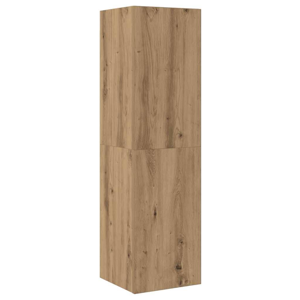 Set Mobile TV 4 pz Montato a Parete Rovere in Legno Multistrato | homemem39