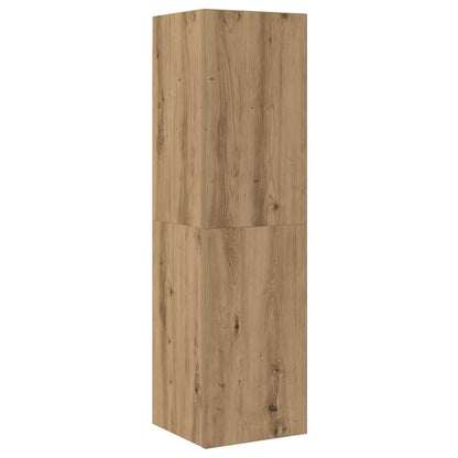 Set Mobile TV 4 pz Montato a Parete Rovere in Legno Multistrato | homemem39