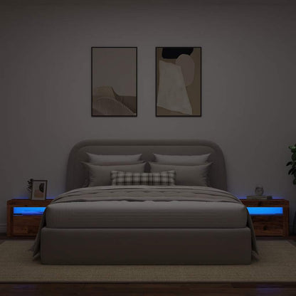 Comodini 2 pz con Luci LED Legno Antico 60x35x40 cm - homemem39