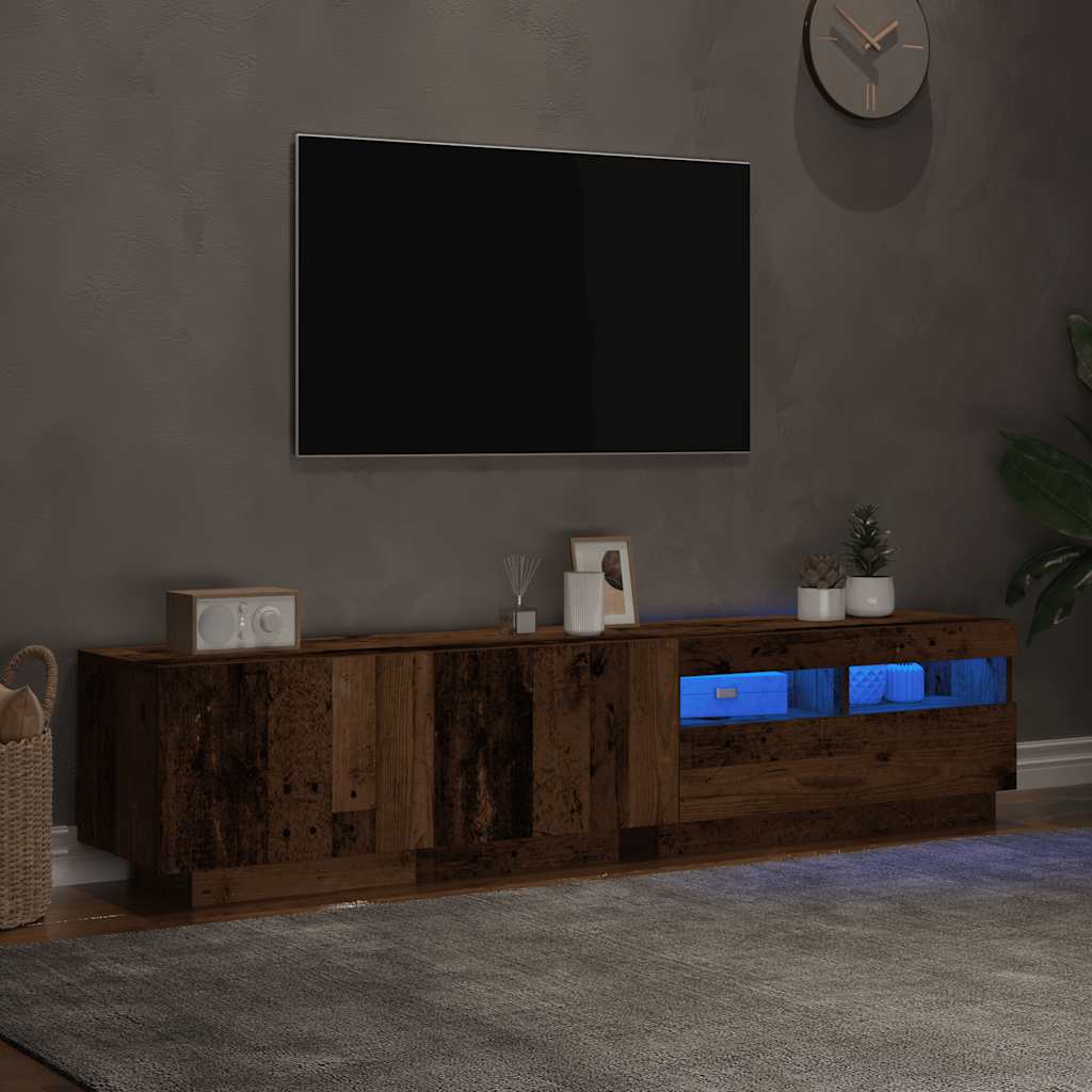 Mobile Porta TV con LED Legno Antico 180x35x40 cm Truciolato - homemem39