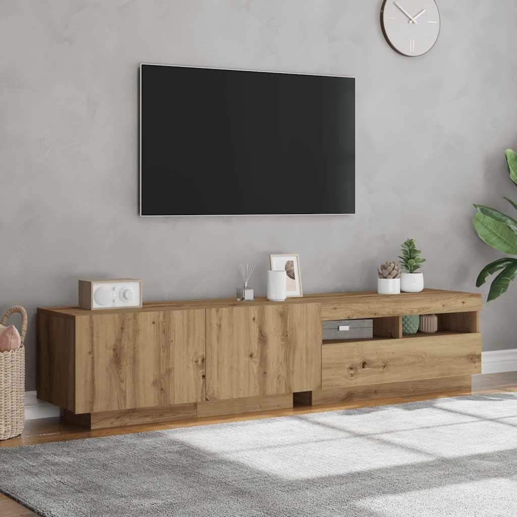 Mobile Porta TV con LED Artigianale 180x35x40 cm Multistrato