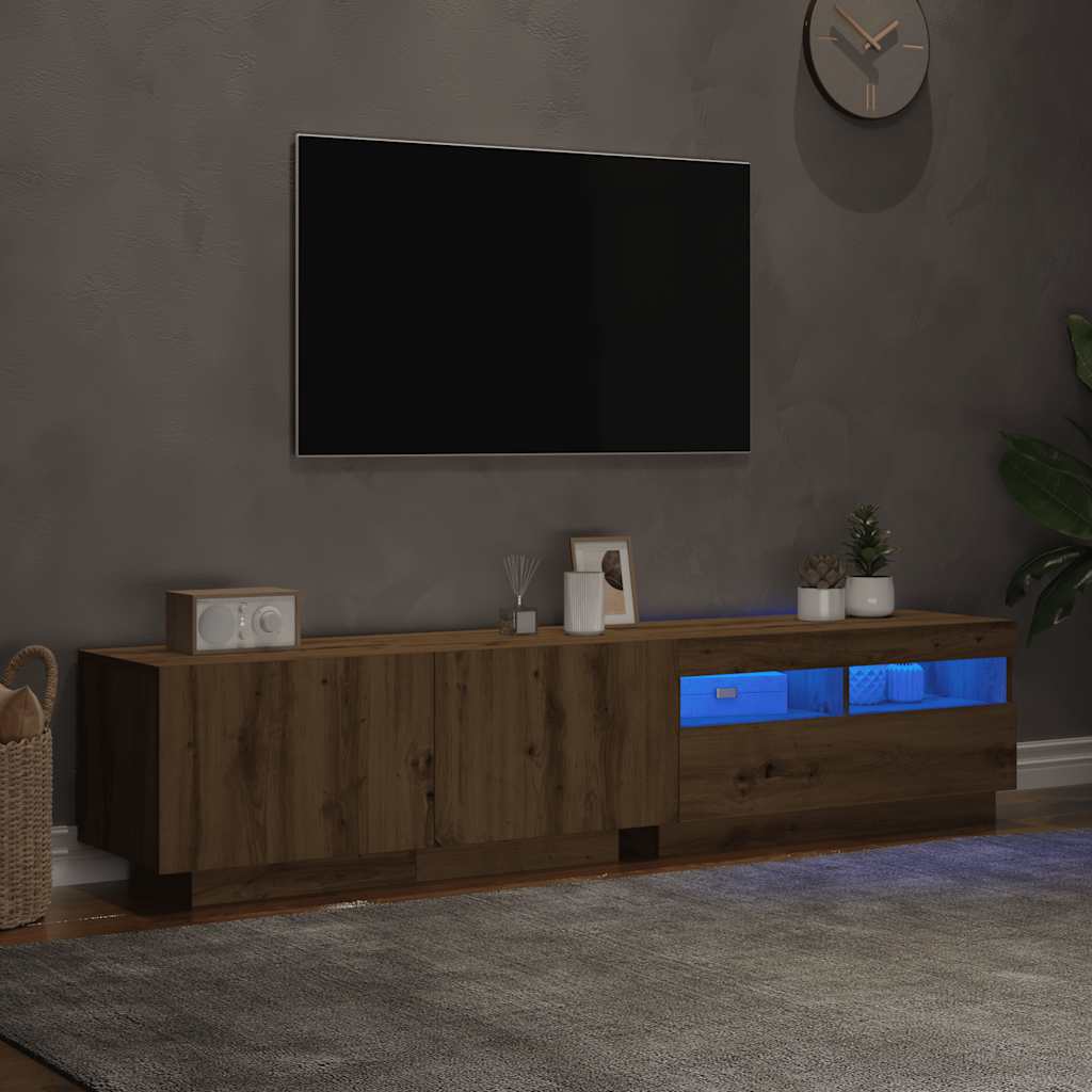 Mobile Porta TV con LED Artigianale 180x35x40 cm Multistrato | homemem39