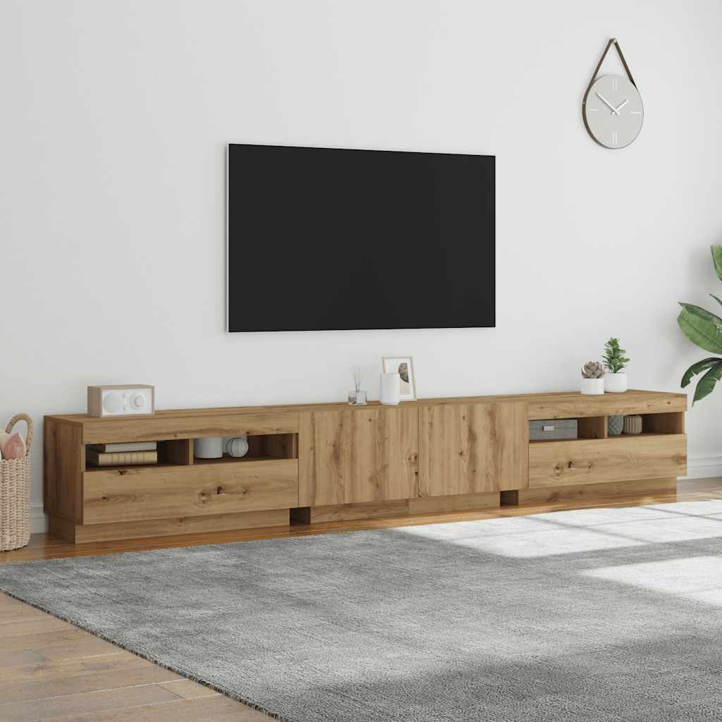 Mobile Porta TV con LED Artigianale 260x35x40 cm Multistrato