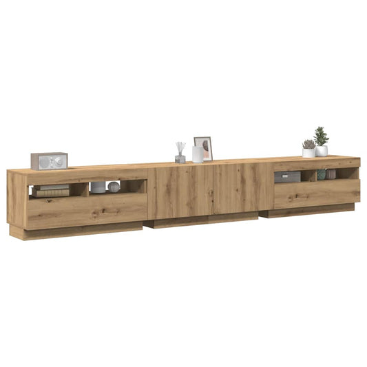 Mobile Porta TV con LED Artigianale 260x35x40 cm Multistrato | homemem39