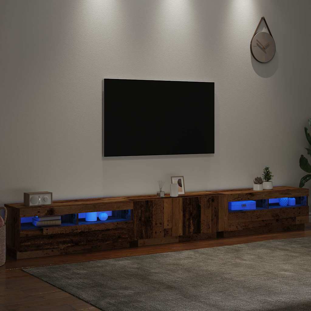 Mobile Porta TV con LED Legno Antico 300x35x40 cm Truciolato - homemem39