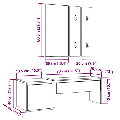Set di Mobili da Corridoio Legno Antico in Legno Multistrato | homemem39