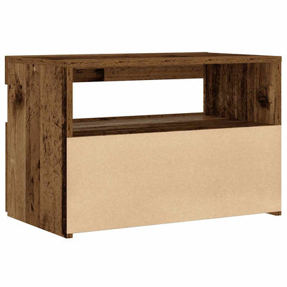 Comodino con LED Legno Antico 60x35x40 cm in Legno Multistrato - homemem39