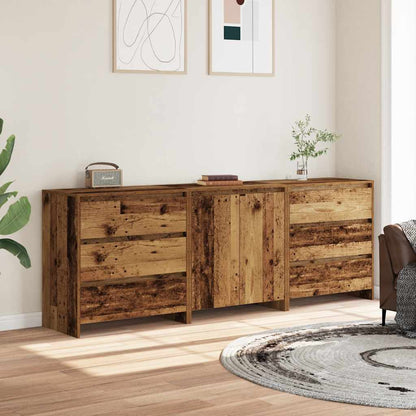 Credenza 3 pz Legno Antico in Legno Multistrato - homemem39